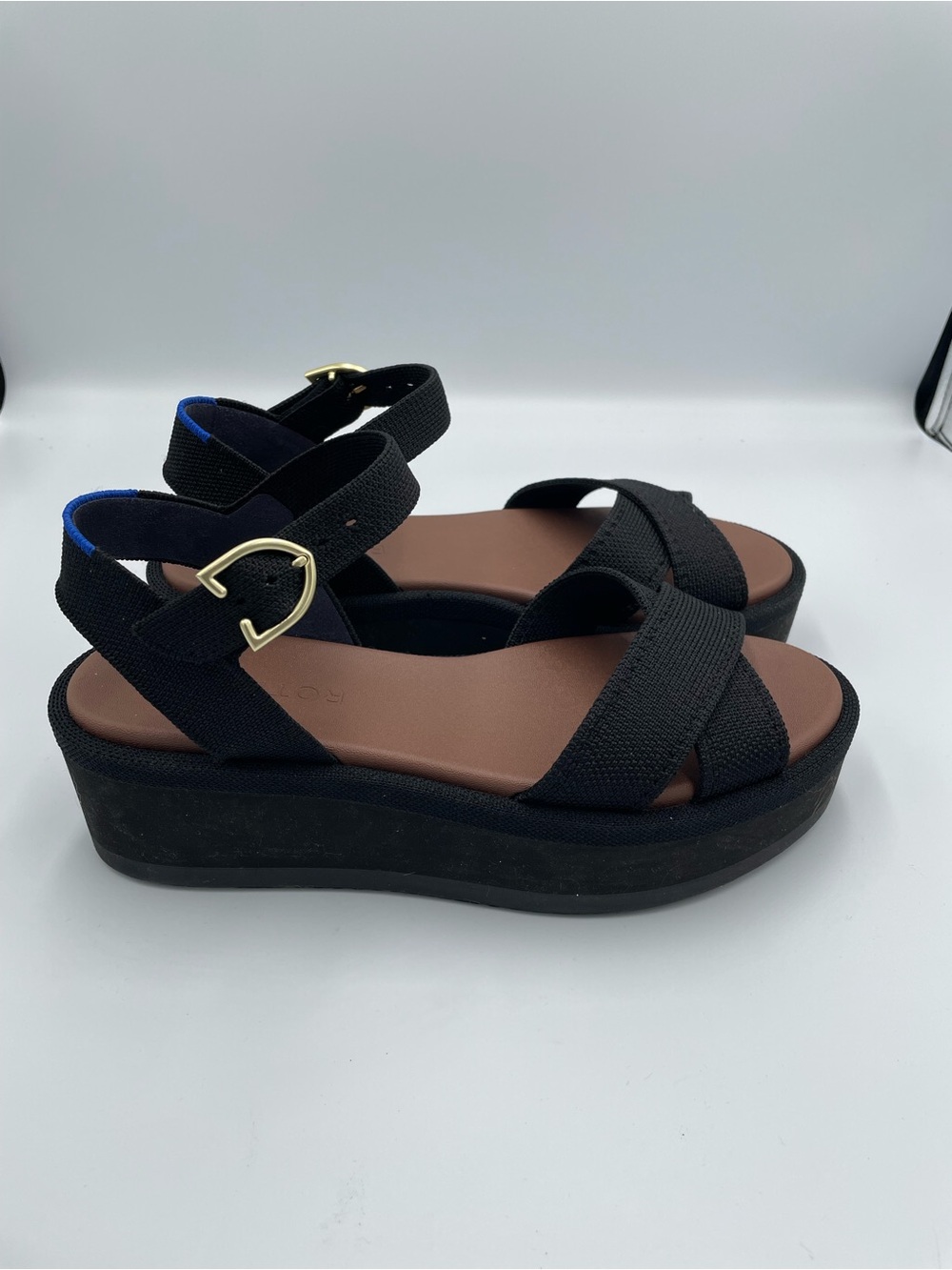 Like new Rothy's The Criss-Cross Lightweight Wedge size 6.5 Black